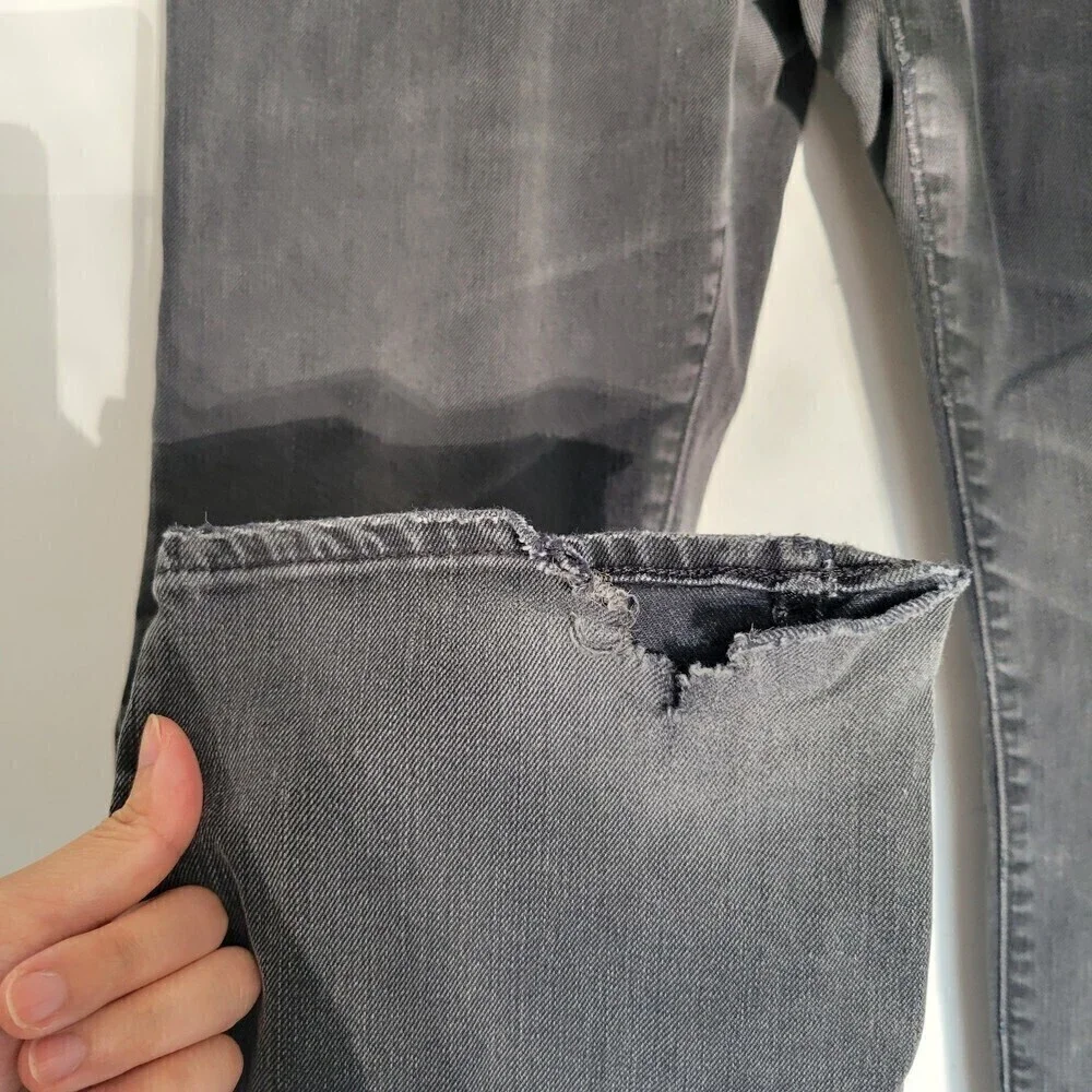 Vince Washed Out Ash Gray Ripped Distressed Bleached Denim Jean Pants Size 34